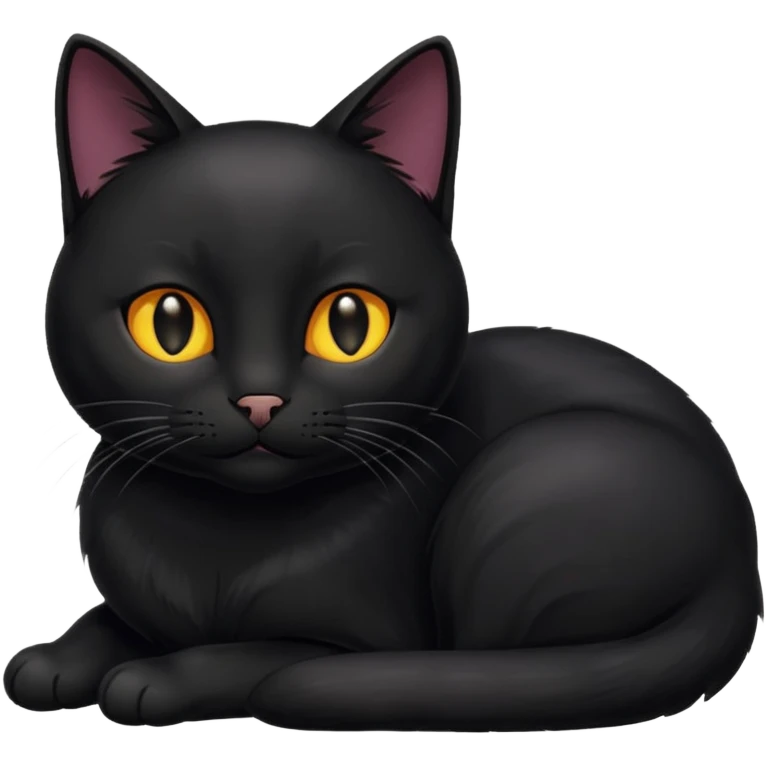 Black cat laying down purring emoji