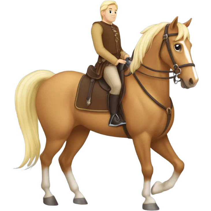 Cheval palomino cavalière brune galope  emoji
