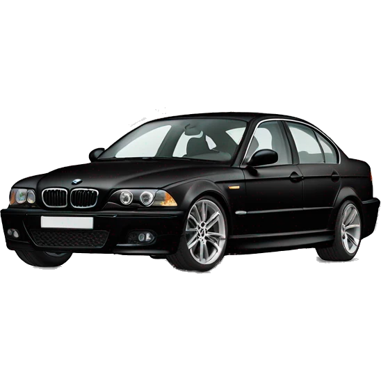 A black BMW e46 sedan facelift from the side emoji