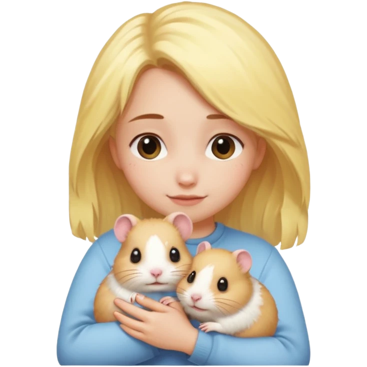 Девушка со светло желтыми  волосами обнимает хомяка  emoji