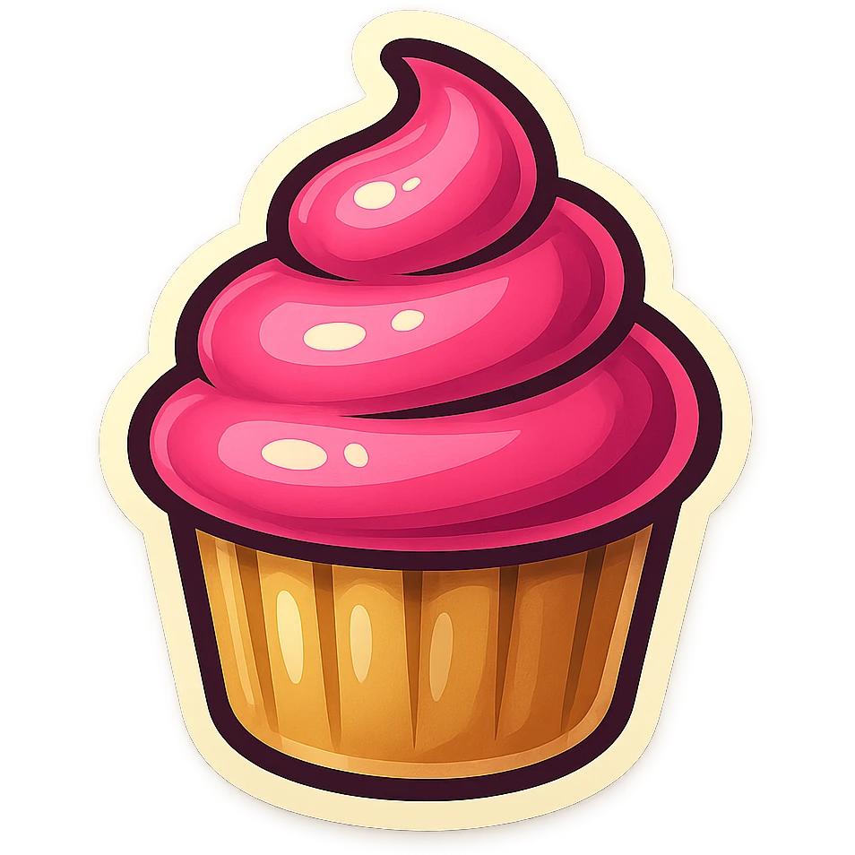 Cupcake with pink icing emoji
