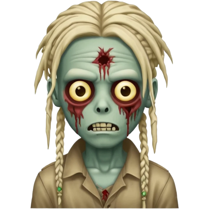 zombie boy with dreadlocks covering his eyes emoji
