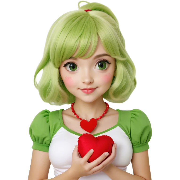 blonde girl with heart emoji
