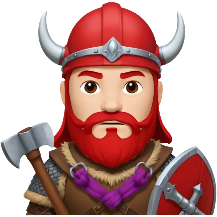 Viking avec une hache et un casque rouge  emoji