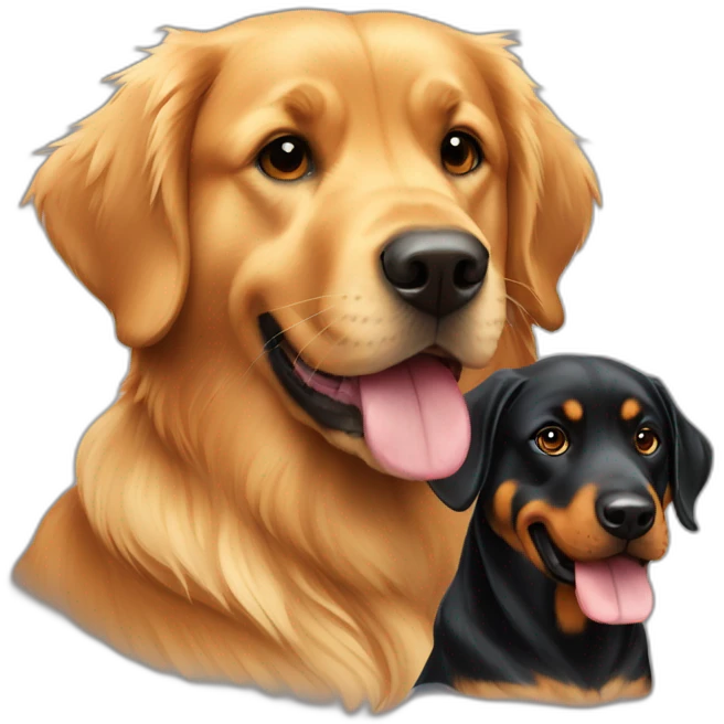 Golden retriever and rottweiller in black cabriolet emoji