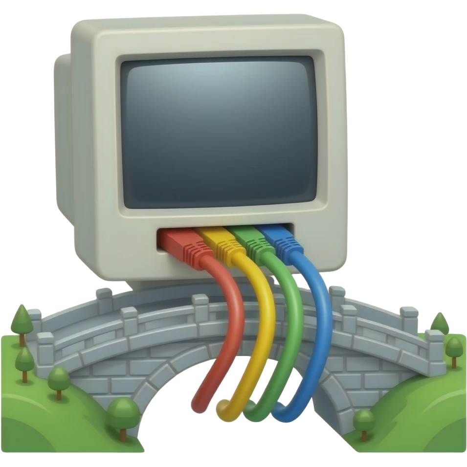eine brücke die lan stecker aus den pc zieht emoji