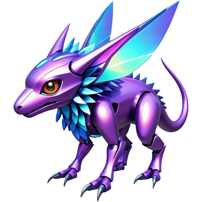  exotic shiny colorful futuristic modern cyber-Fakémon-Digimon-Trico-Vernid-creature emoji