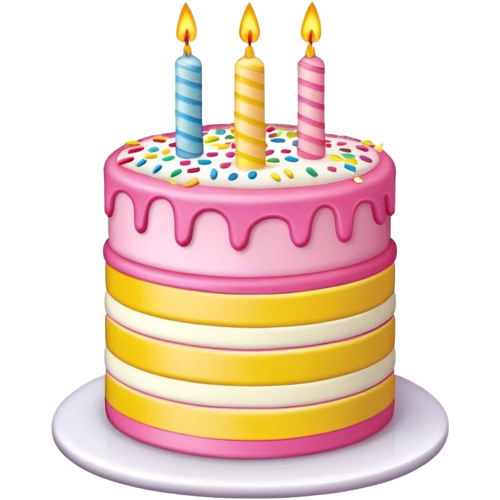Colorful three layer birthday cake with sprinkles  emoji
