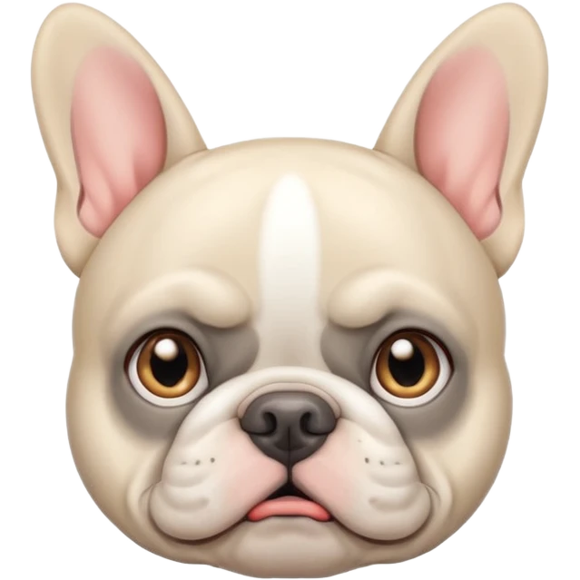 jealous white french bulldog with gray ears emoji