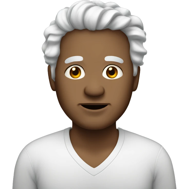Brownish skin, man,overweight, elderly, white wavy hair. emoji