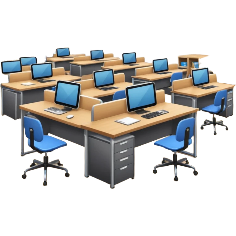 large study space with students working separately emoji