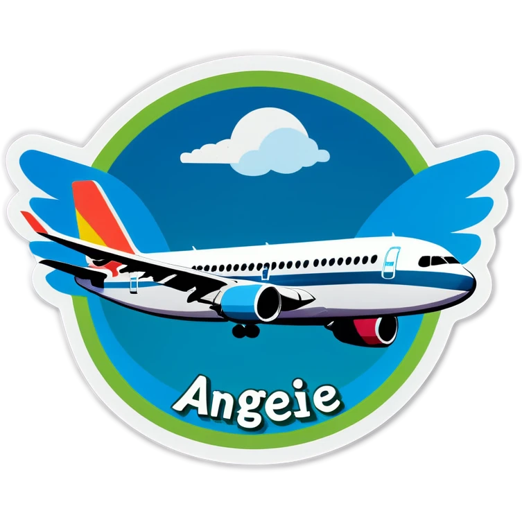 Name „Angie“ on a airplane  emoji