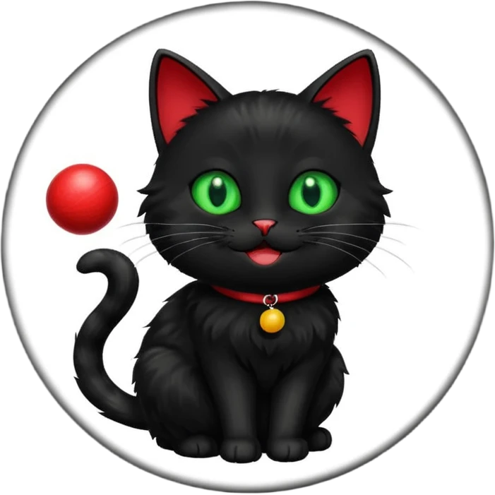 happy black cat playing with ball emoji