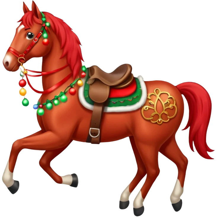 Christmas red horse with a full-length emoji