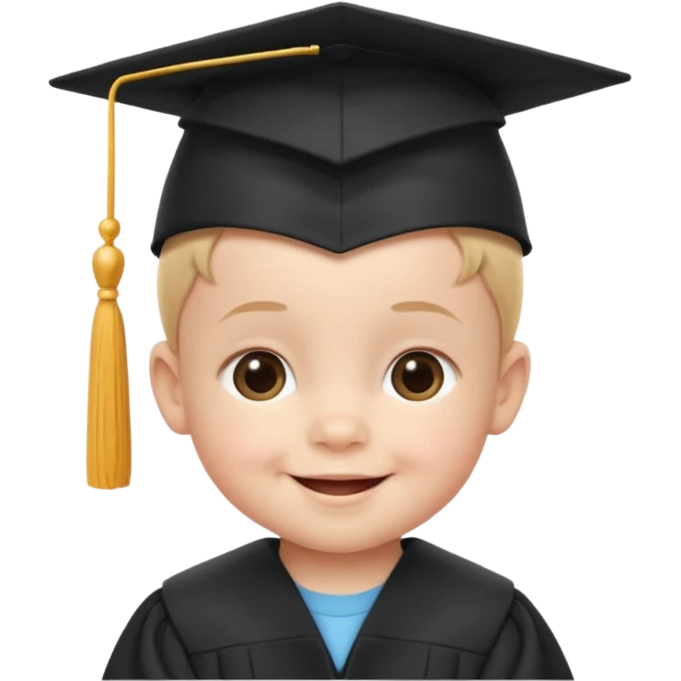 baby wearing a graduation hat, feels happy, age 3-5 kid
just need face and hat emoji