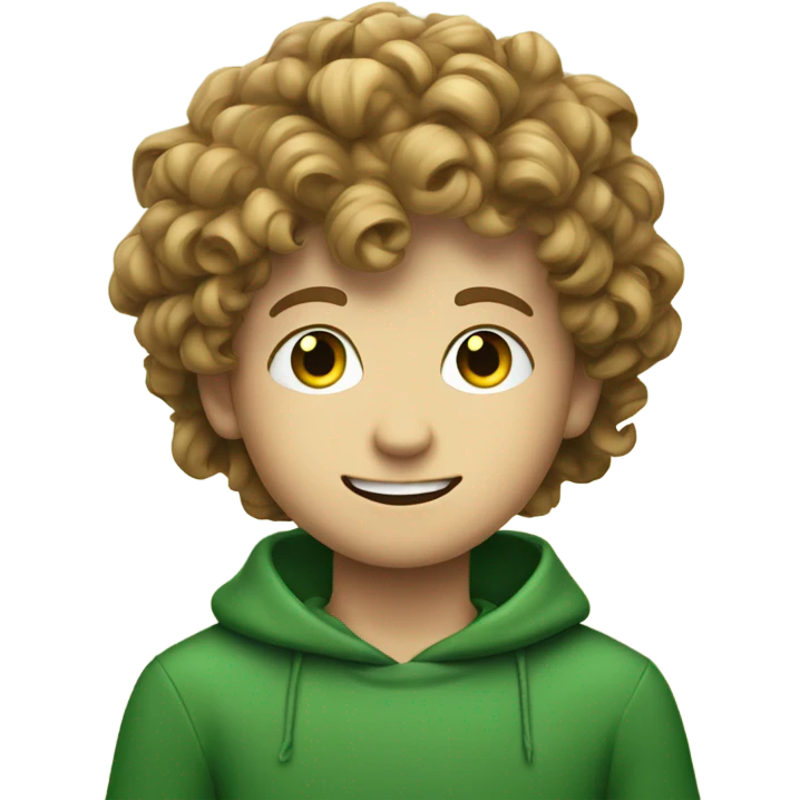 a boy with met krullende haren en groene ogen emoji