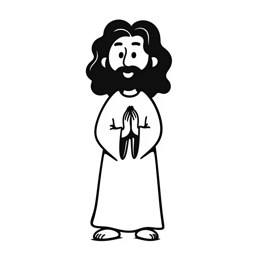 Jesus Christ with long hair and beard, wearing robes, with a kind expression emoji
