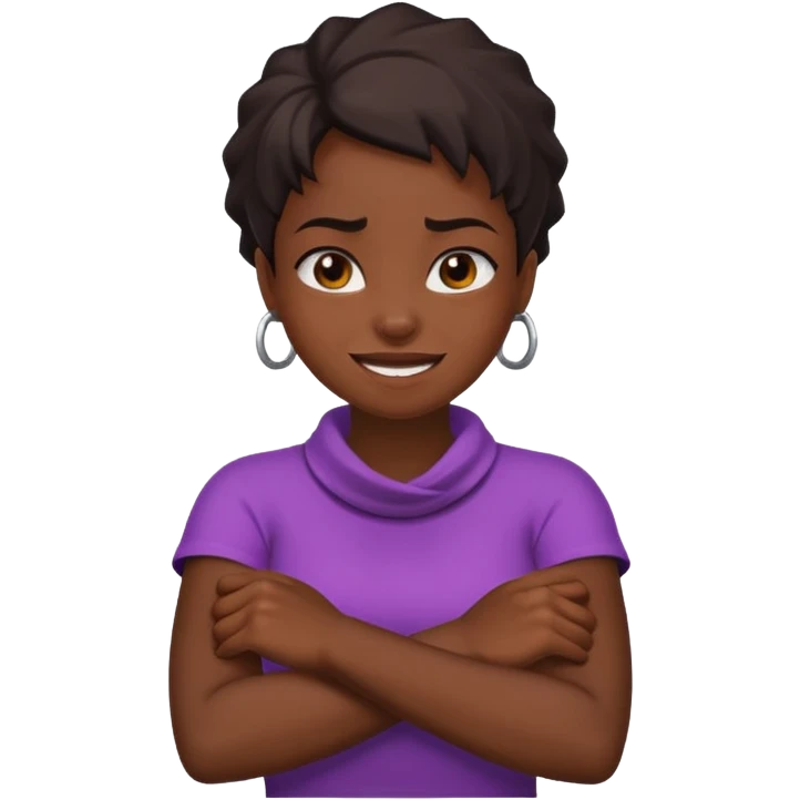 arms crossed around neck angry laughing darkskin girl emoji