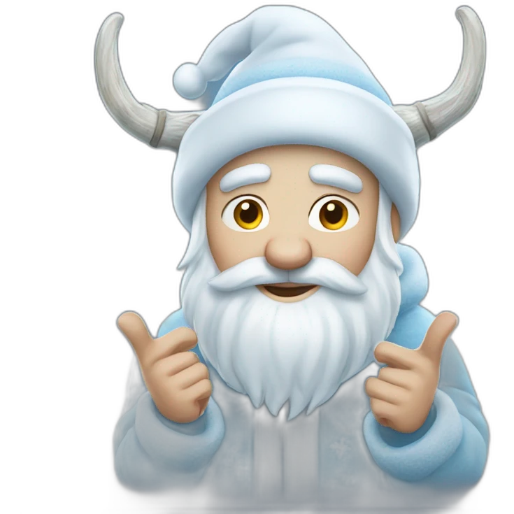 Father Frost shows hand sign of the horns emoji
