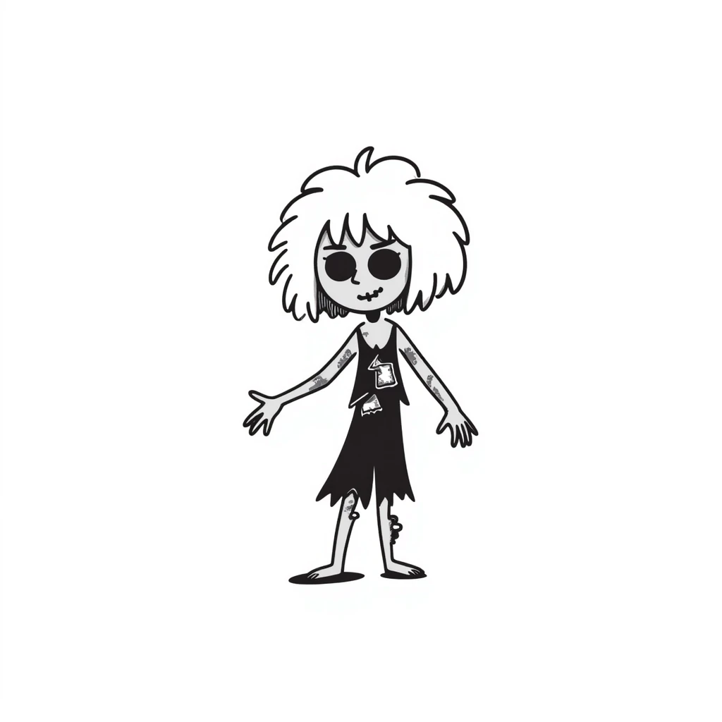 mulher zumbi com cabelo branco emoji