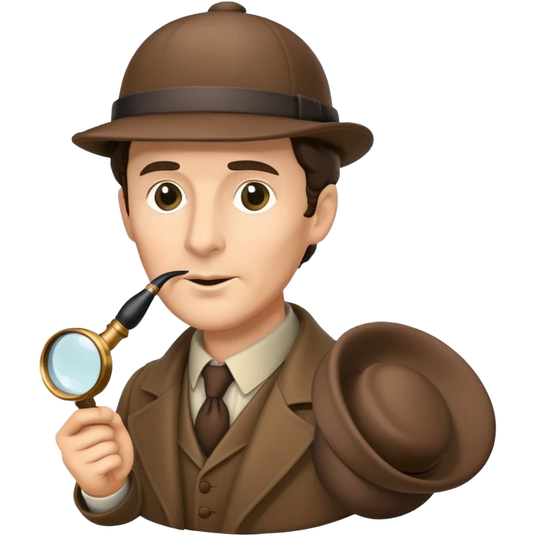 Sherlock Holmes with deerstalker hat, pipe, and magnifying glass emoji