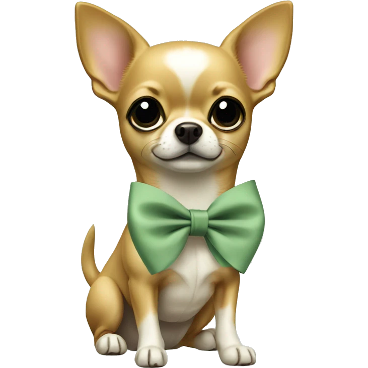 Chihuahua with sage green bow  emoji