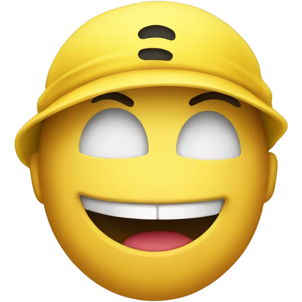 yellow emoji face with a backwards hat biting lip with hand in check mark under chin emoji