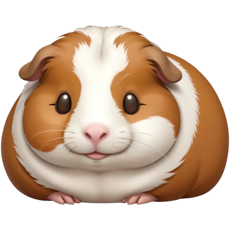 Meme-Worthy Cute Sleeping Brown and White Banded Guinea Pig Portrait Emoji, Head resting peacefully with a contented smile, showcasing a delightfully chubby build and a luxuriously soft banded fur of brown and white, eyes shut in a serene, cozy nap, Simplified yet hilariously adorable features, highly detailed, glowing with a soft, drowsy light, high shine, relaxed and utterly lovable, stylized with an air of playful laziness, bright and heartwarming, soft glowing outline, capturing the essence of a comically sleepy guinea pig, so meme-worthy it feels like it could instantly become the next viral sensation of adorable slumber! emoji