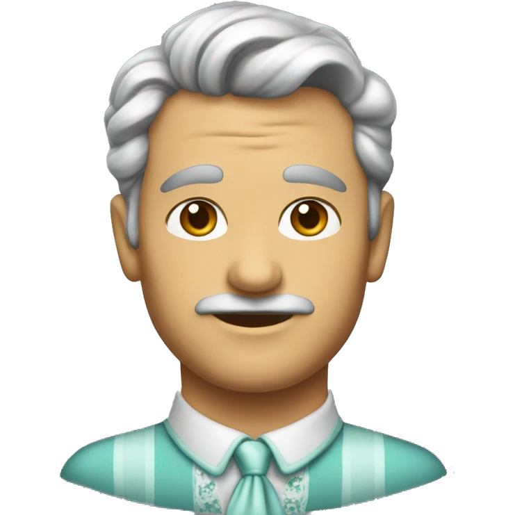 A man wearing a feminine 1950s dress, very male face, long 1950s hair emoji