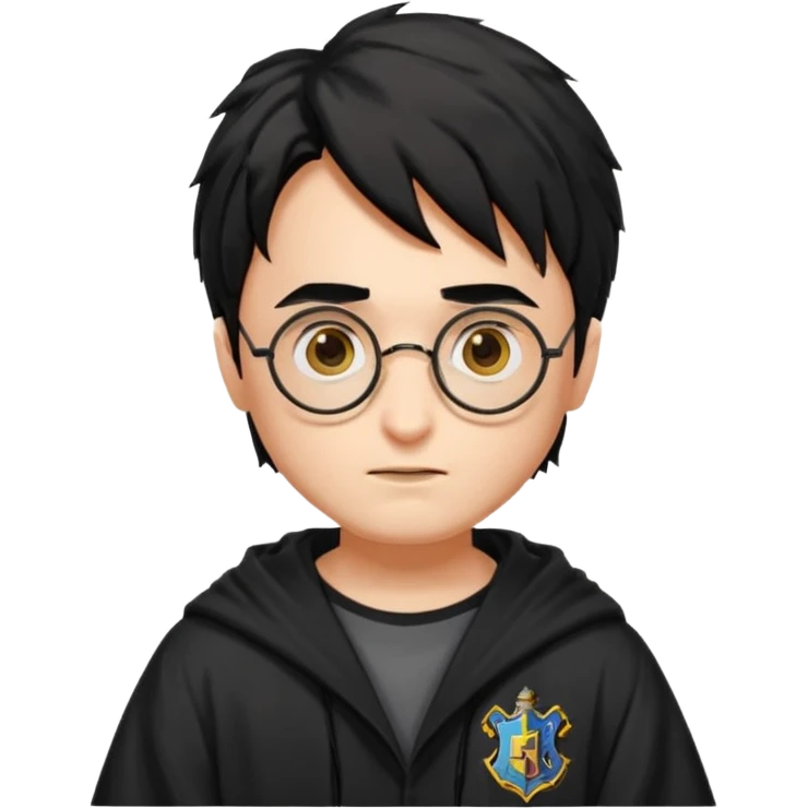 Draw Harry Potter with round glasses, messy black hair, Hogwarts robe & lightning scar on his forehead. emoji