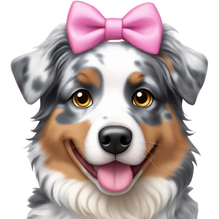 Blue Merle Aussie with pink bow emoji
