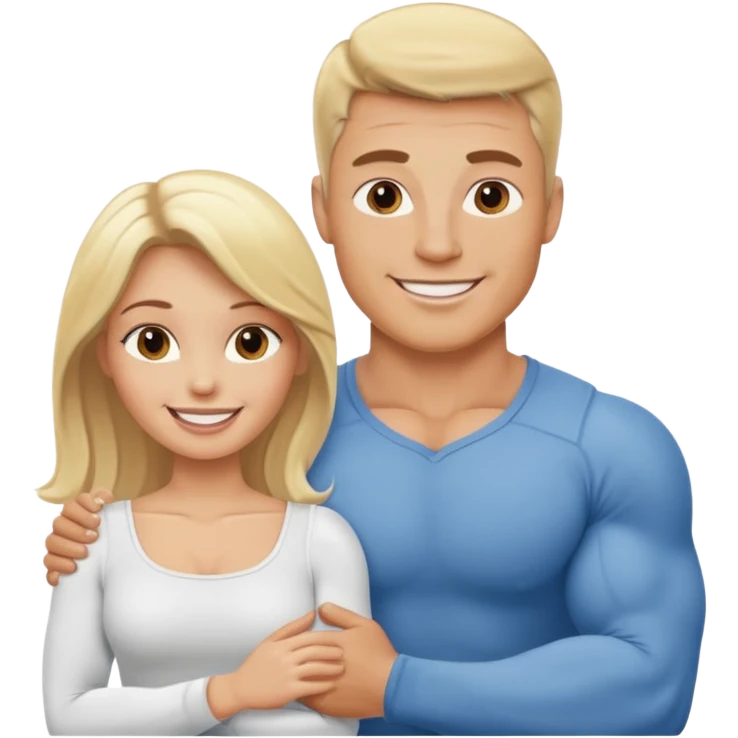 a white muscular man holding blonde white lady emoji