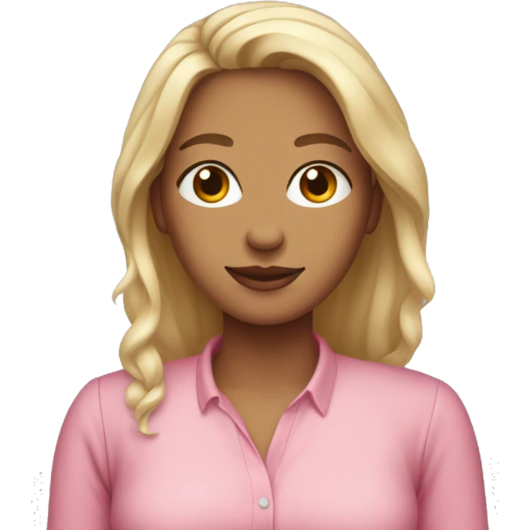 Mujer con cabello largo y camisa rosada emoji