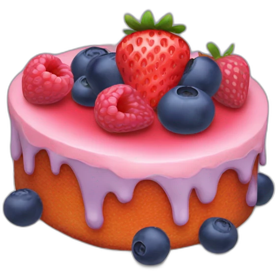 Strawberry, raspberry ans blueberry cake emoji