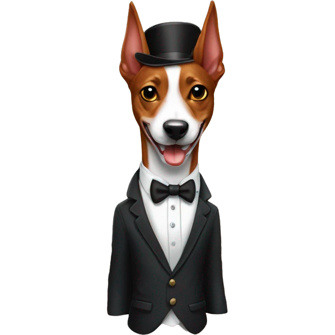 basenji devil horns wearing suit emoji