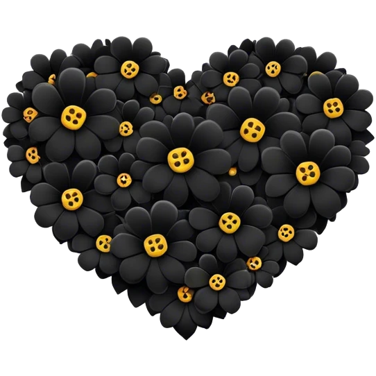 Heart filled with black flowers emoji