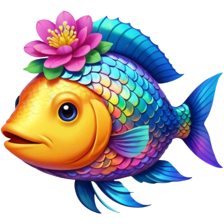 Couronne de fleur sur poisson emoji
