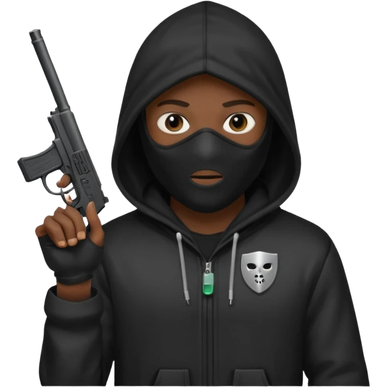 Hoodlum burglar madk and gun with switch and extended clip emoji