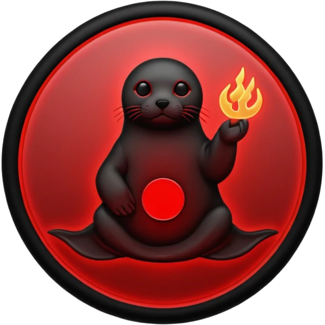 iOS sticker, summoning seal, black circle, red symbol, minimal emoji