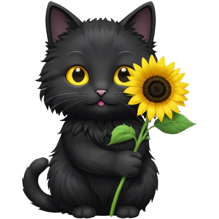 black cat a flower emoji