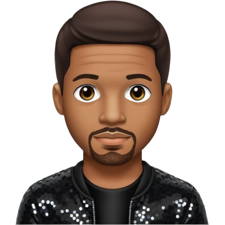  Stevie J, Record Producer with dark brown hair, black sequin outfit emoji