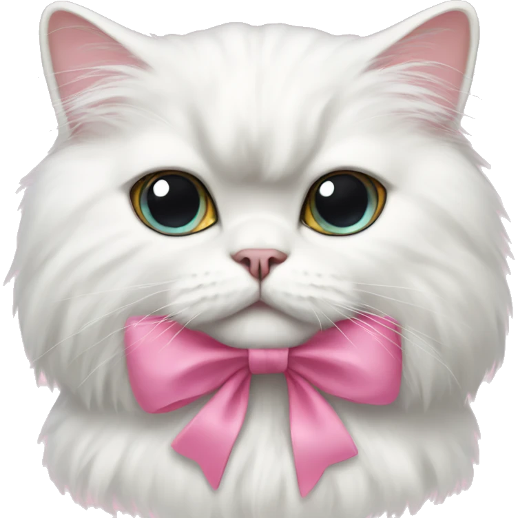 white Persian cat with pink bow emoji