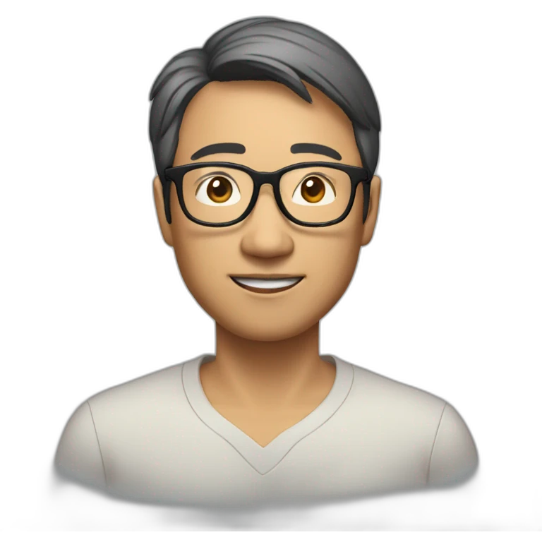 40 year old Asian male, glasses, short hair standing up emoji