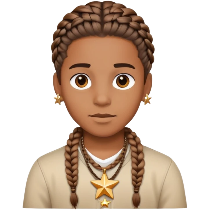 stylish boy with star necklace in braids emoji