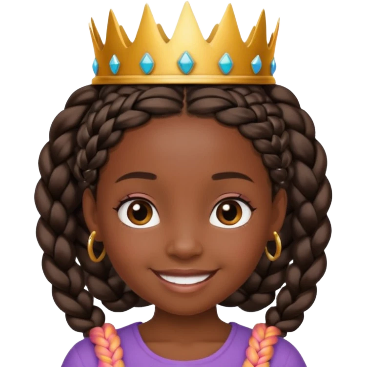 black girl kid with braided crown emoji