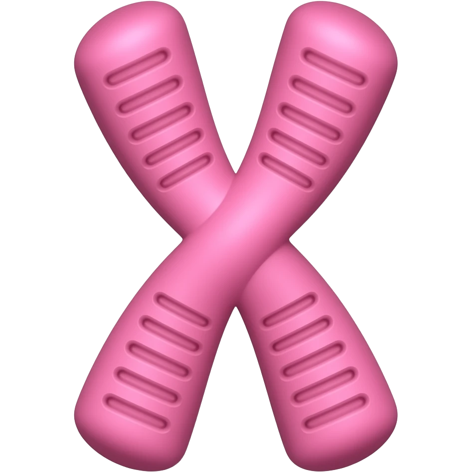 Minimalist icon of a pink chromosome with two chromatids, showing allele marks AS DARCER LINES BUT ON CHROMATIDS NOT BEETWEN THEM  , simple flat design, soft pastel colors, vector style, clean and modern, suitable for educational or app icon emoji
