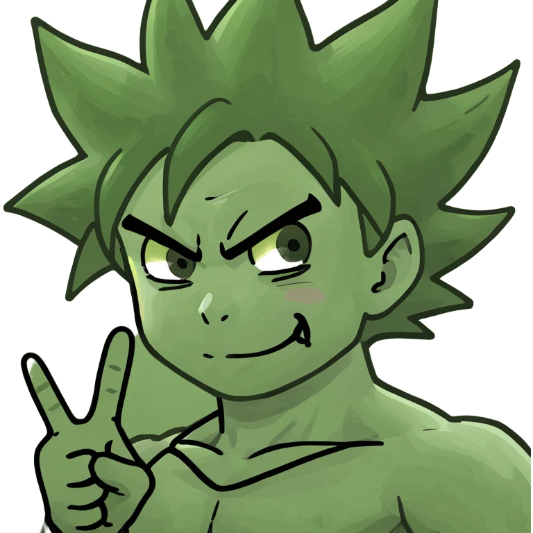 goku doing this 😛 with a piece sign emoji