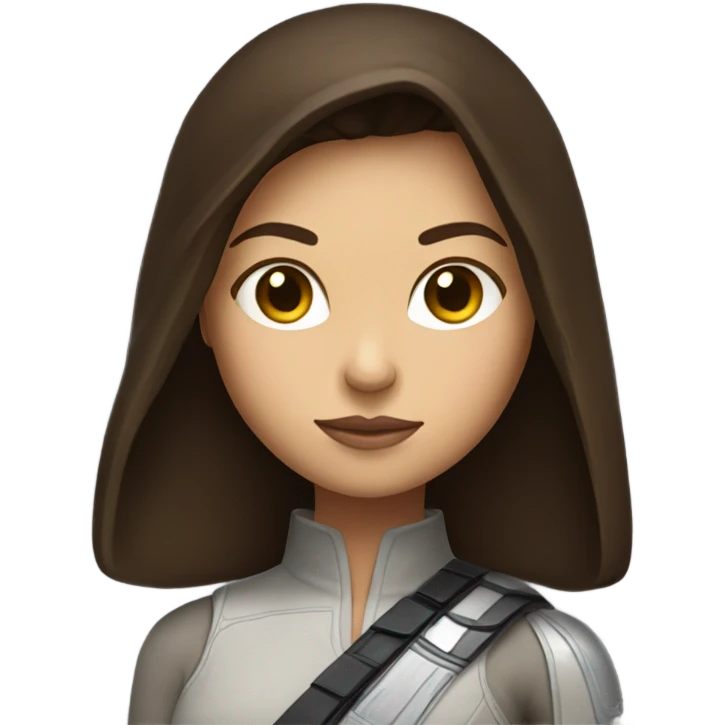 Brunette girl with a lightsaber star wars like emoji