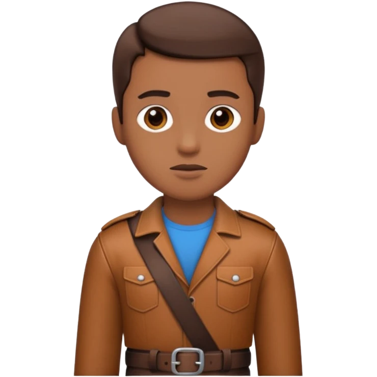 Person with straight face and belt in hand emoji