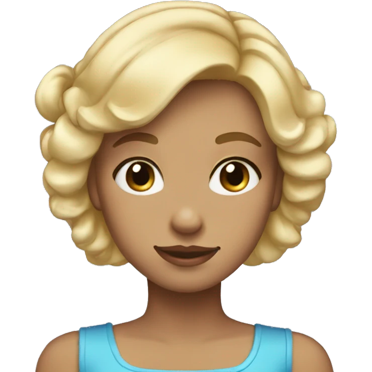 a girl with short blonde hair blue eyes and a bow in the hair  emoji